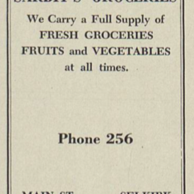Advertisement for Sarbit's Groceries
