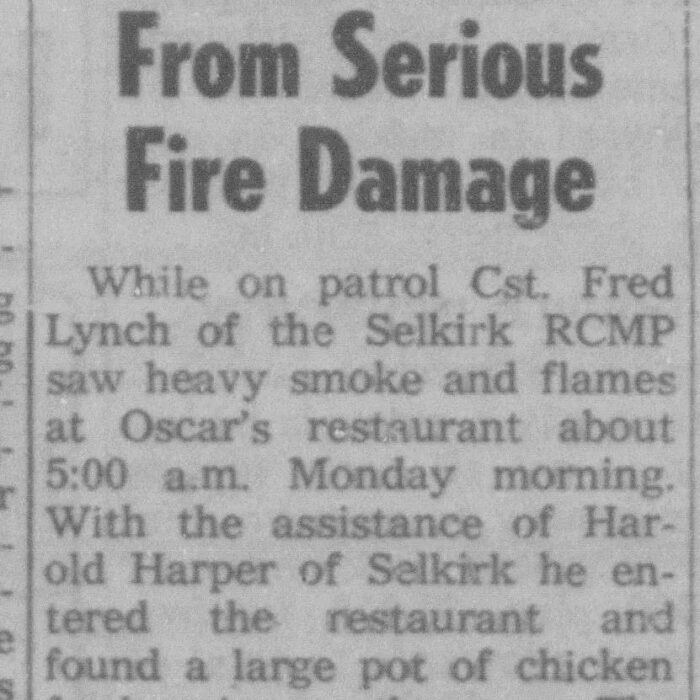 Oscar's Saved From Serious Fire Damage