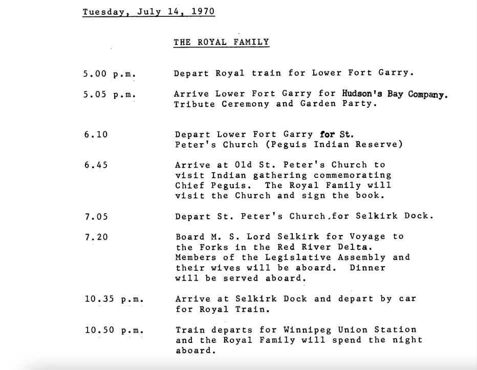 The Royal Family's Tour Program for Their Visit to Selkirk
