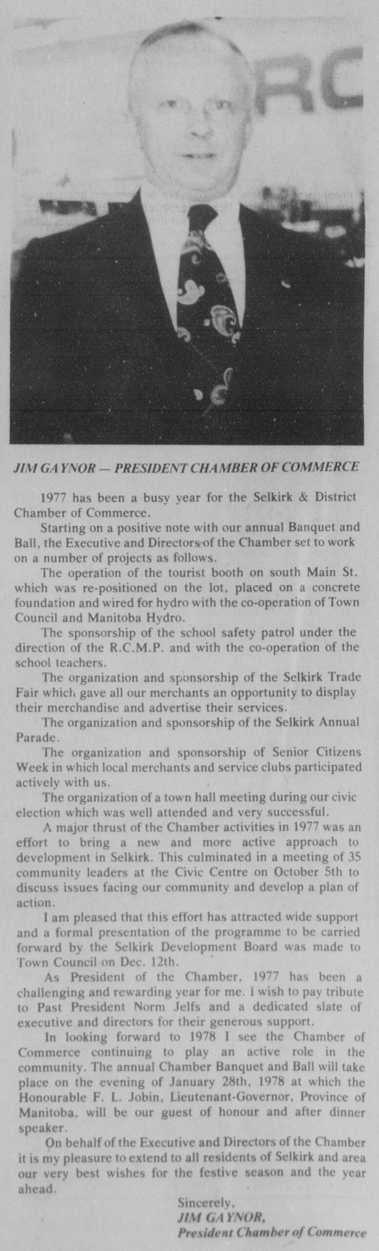 Jim Gaynor President Chamber of Commerce
