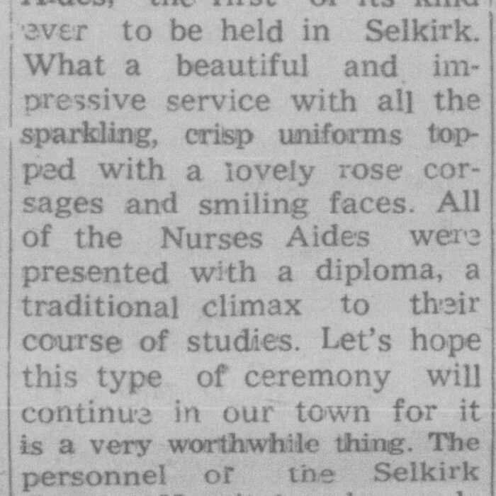 Nurses Aide Graduation, 1966, Selkirk Enterprise Nurses Aide Graduation