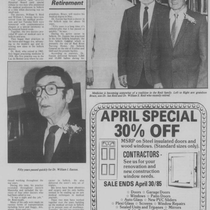 Pioneer Doctors Retire, 1985, Selkirk Journal Pioneer Doctors Retire