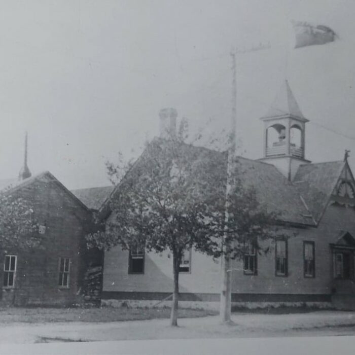 Selkirk's First Town Hall, 1890, Archives of Manitoba Black and white photo of town hall