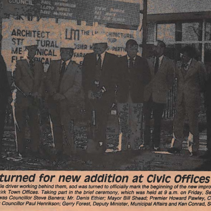 Sod Turned for New Addition at Civic Offices, 1983, Selkirk Enterprise Sod Turned for New Addition at Civic Offices