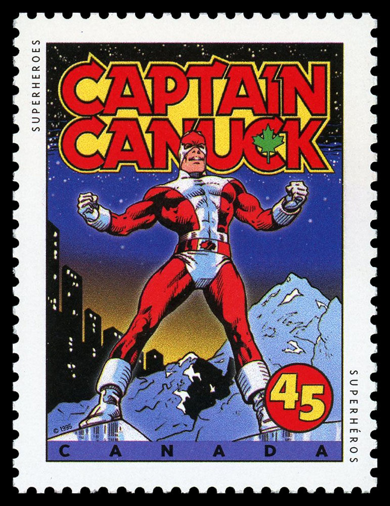 George Freeman’s Captain Canuck artwork was used to represent the character on Canada Post’s Canadian Superheroes stamp set