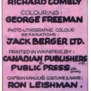 George Freeman’s First Comic Book Credit as a Colourist on Captain Canuck #2