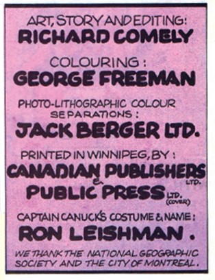 George Freeman’s First Comic Book Credit as a Colourist on Captain Canuck #2