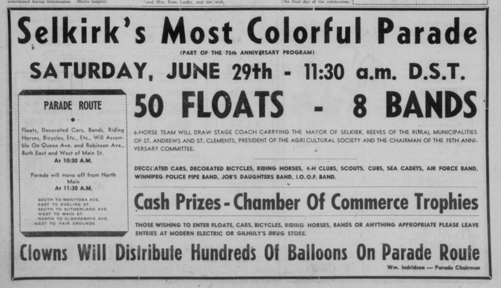 Selkirk Celebrates their 75th Anniversary with a Parade