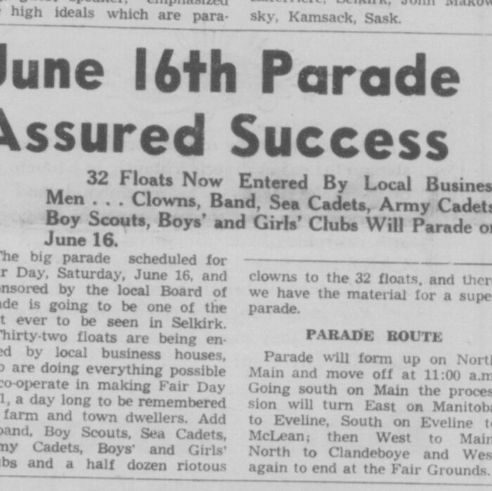 Selkirk is Excited for the Annual Parade, 1951, Selkirk Enterprise Selkirk is Excited for the Annual Parade