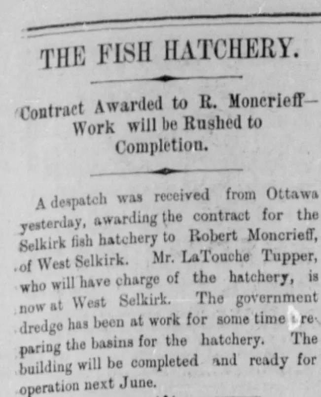 Contract Awarded for Selkirk Fish Hatchery