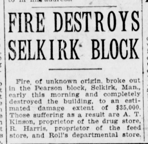 Fire Destroys Pearson Block
