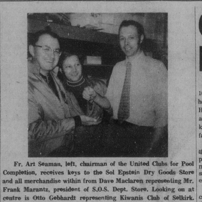 Key Turnover for Sol Epstein's Dry Goods, 1974, Selkirk Enterprise Key Turnover for Sol Epstein's Dry Goods
