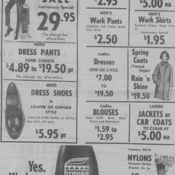 Sam Epstein Anniversary Sale Flyer, 1965, Selkirk Enterprise Sam Epstein Anniversary Sale Flyer