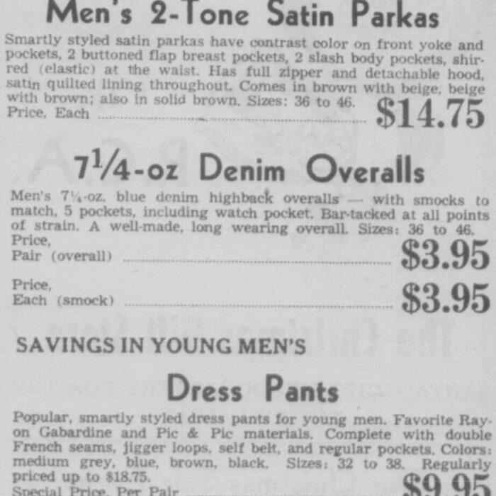 Sam Epstein Dry Goods Holiday Advertisement, 1951, Selkirk Enterprise Sam Epstein Dry Goods Holiday Advertisement