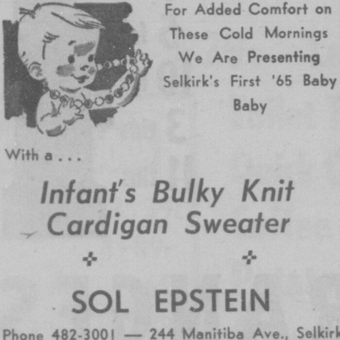 Sol's First Baby of the Year Offering, 1964, Selkirk Enterprise Sol's First Baby of the Year Offering